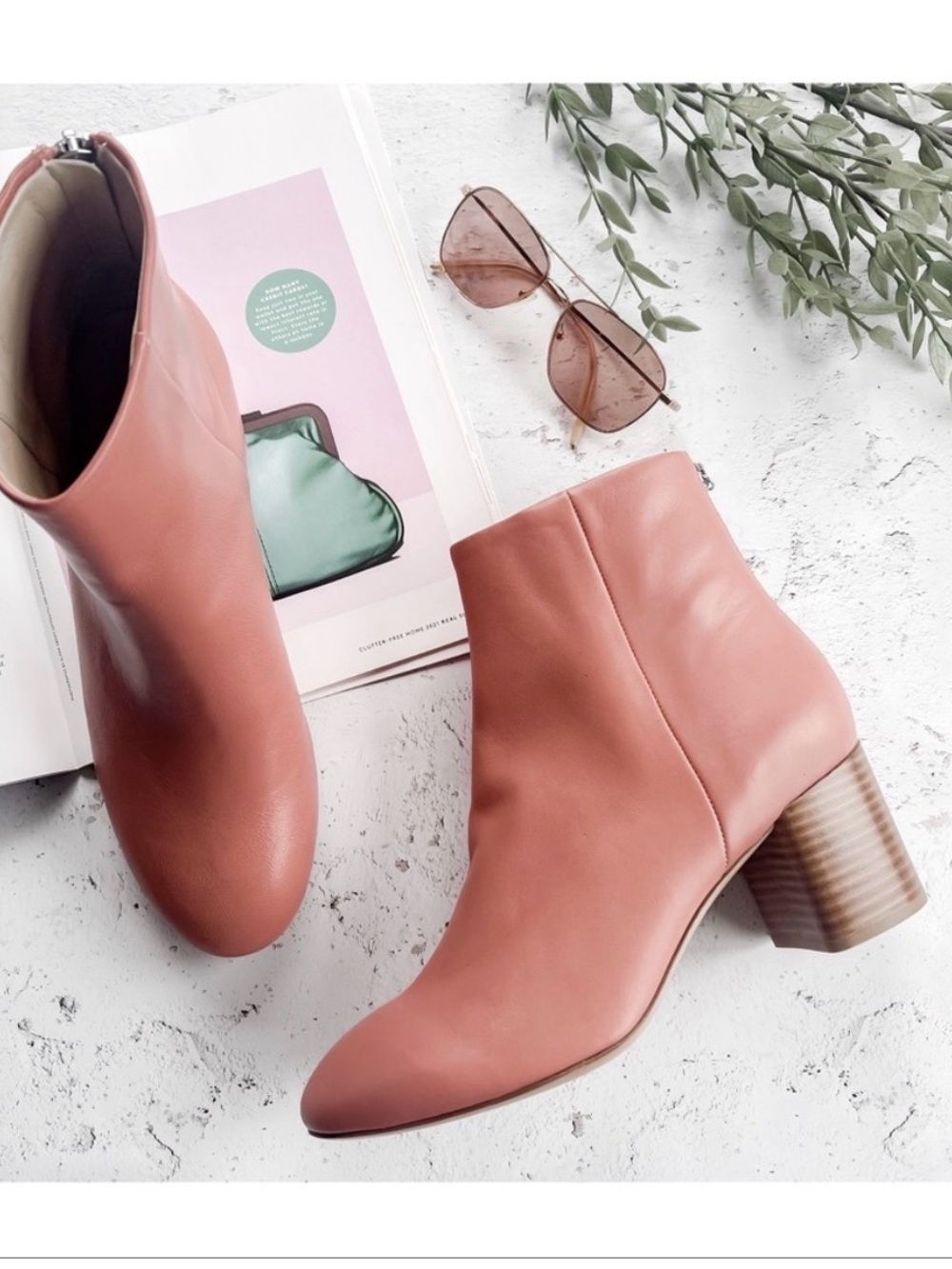 Rag & Bone Dusty Rose Leather Block-Heel Ankle Boots